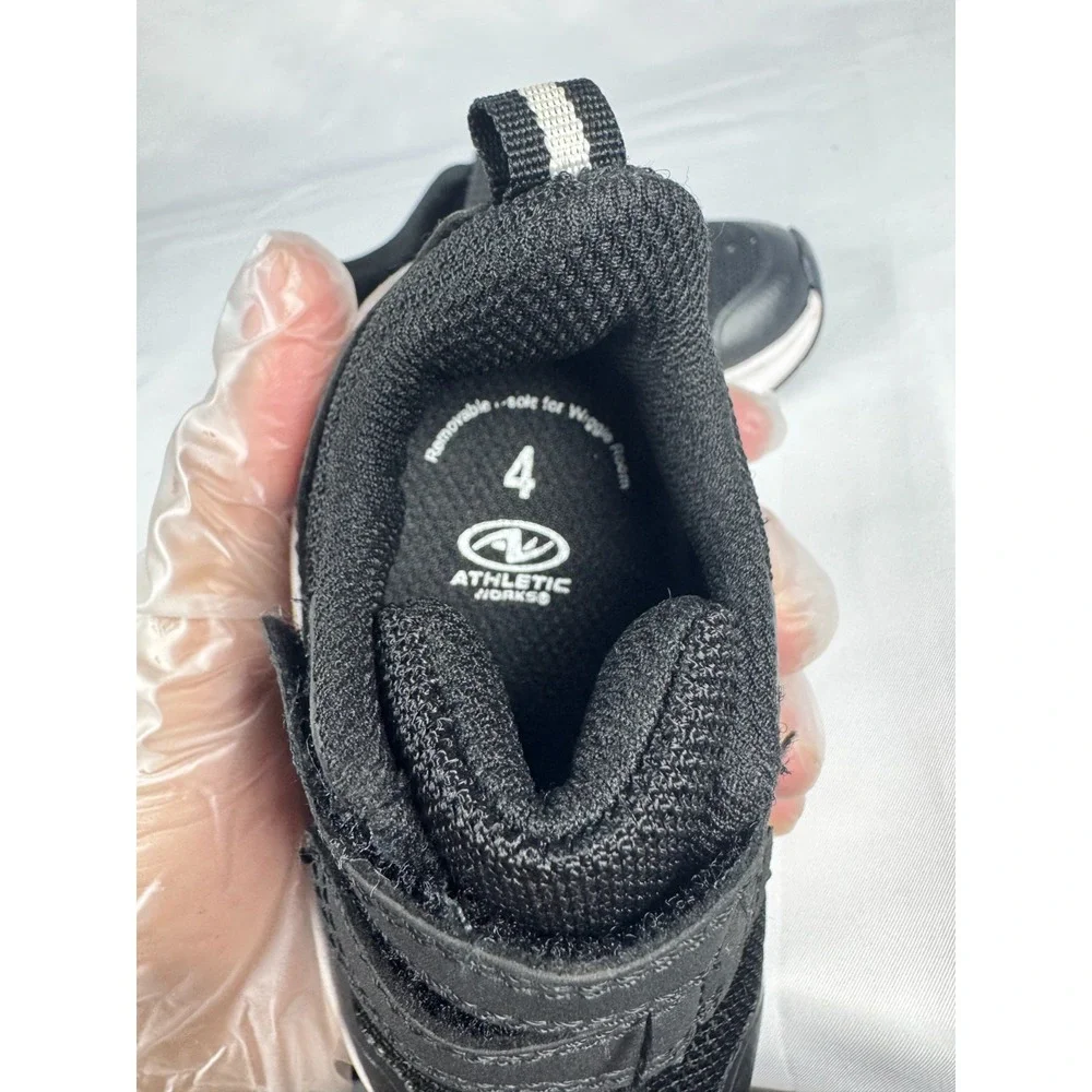 Athletic Works IBAW43CA001 Toddlers 4 Jogger Sneakers Black Hook & Loop Shoes